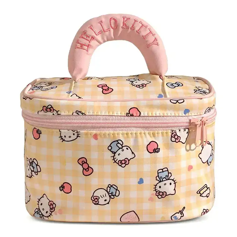 Hello Kitty Plaid Portable Makeup Bag
