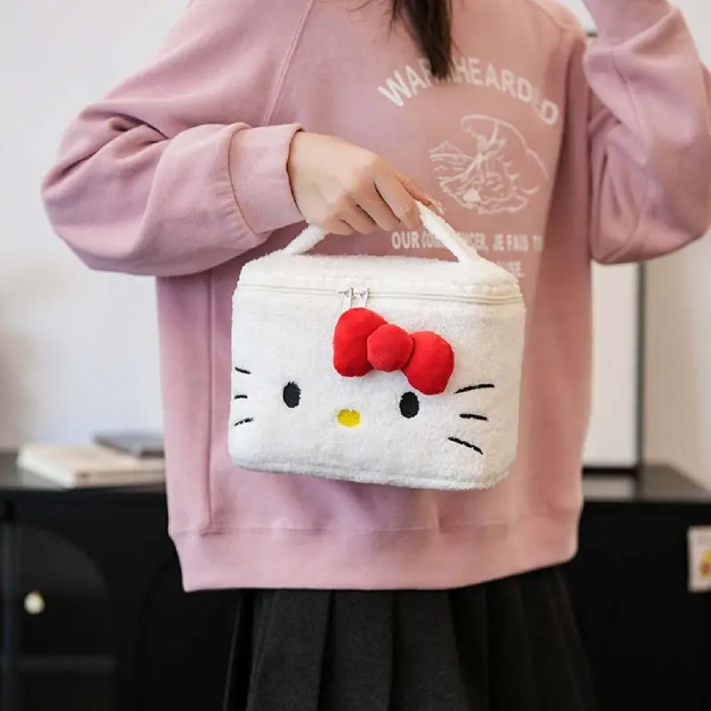 Hello Kitty Plush Cosmetic Bag Cute Makeup Organizer Travel Toiletry Bag