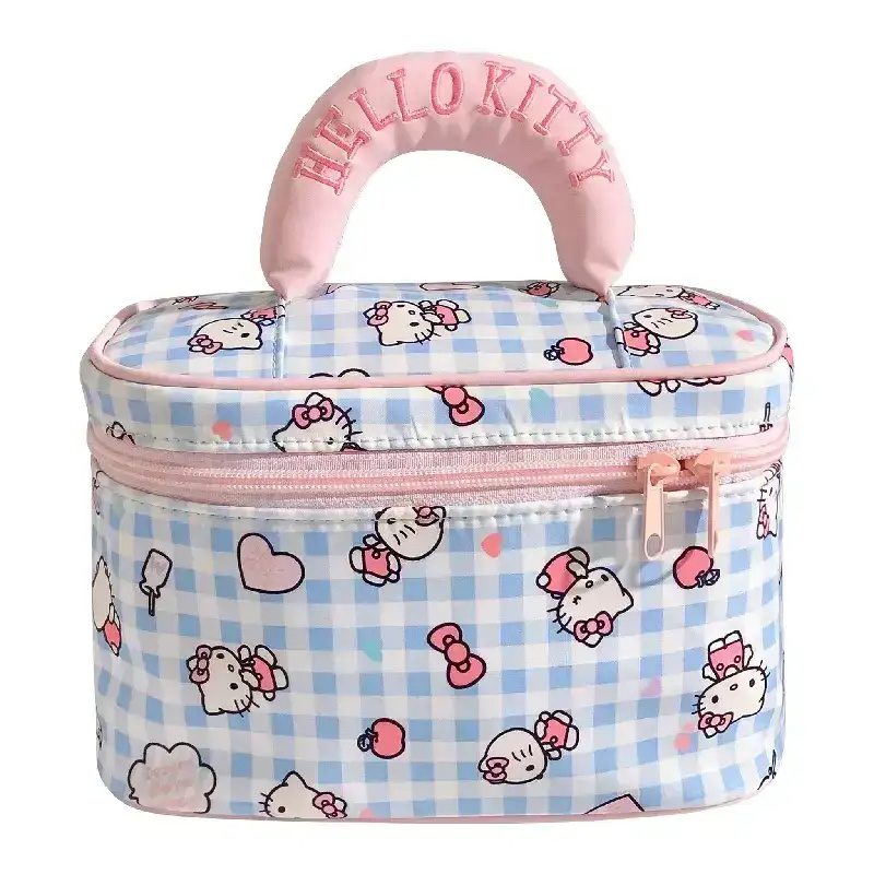 Hello Kitty Plaid Portable Makeup Bag