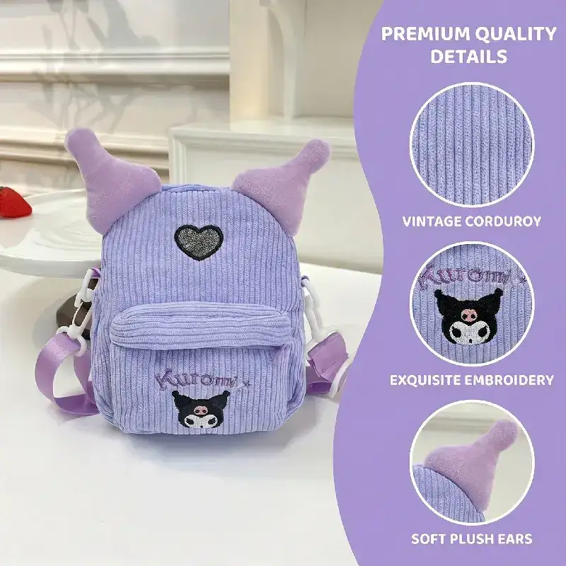 Kuromi Corduroy Mini Crossbody Bag