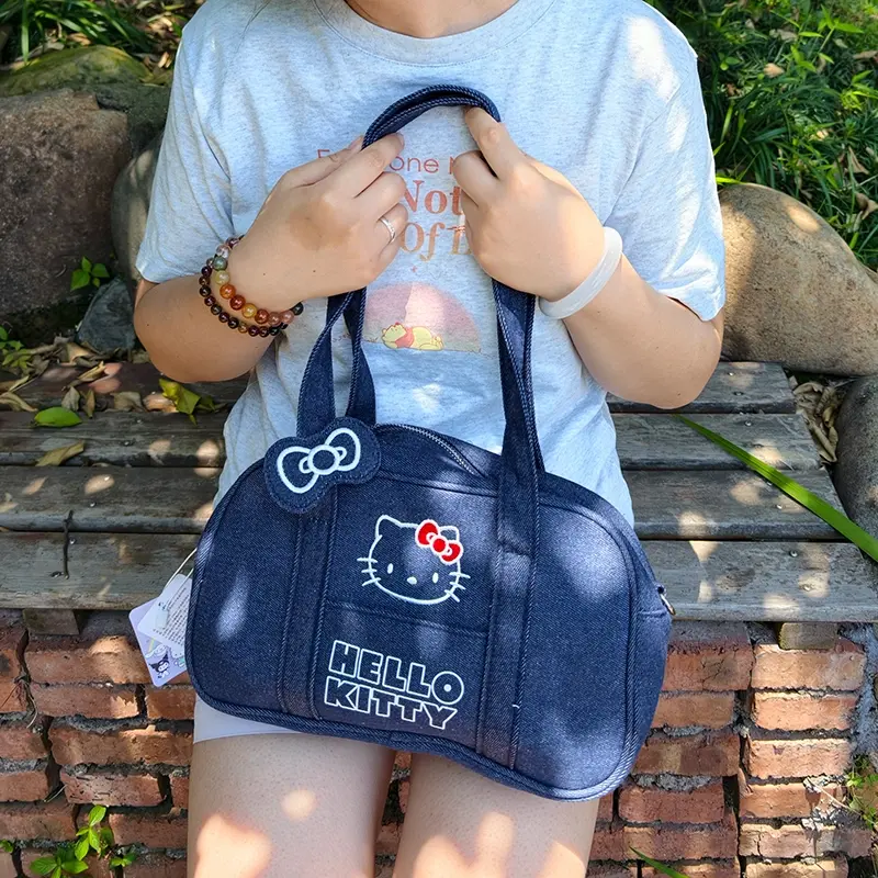 Hello Kitty Denim Shoulder Tote Bag (Nautical Style)