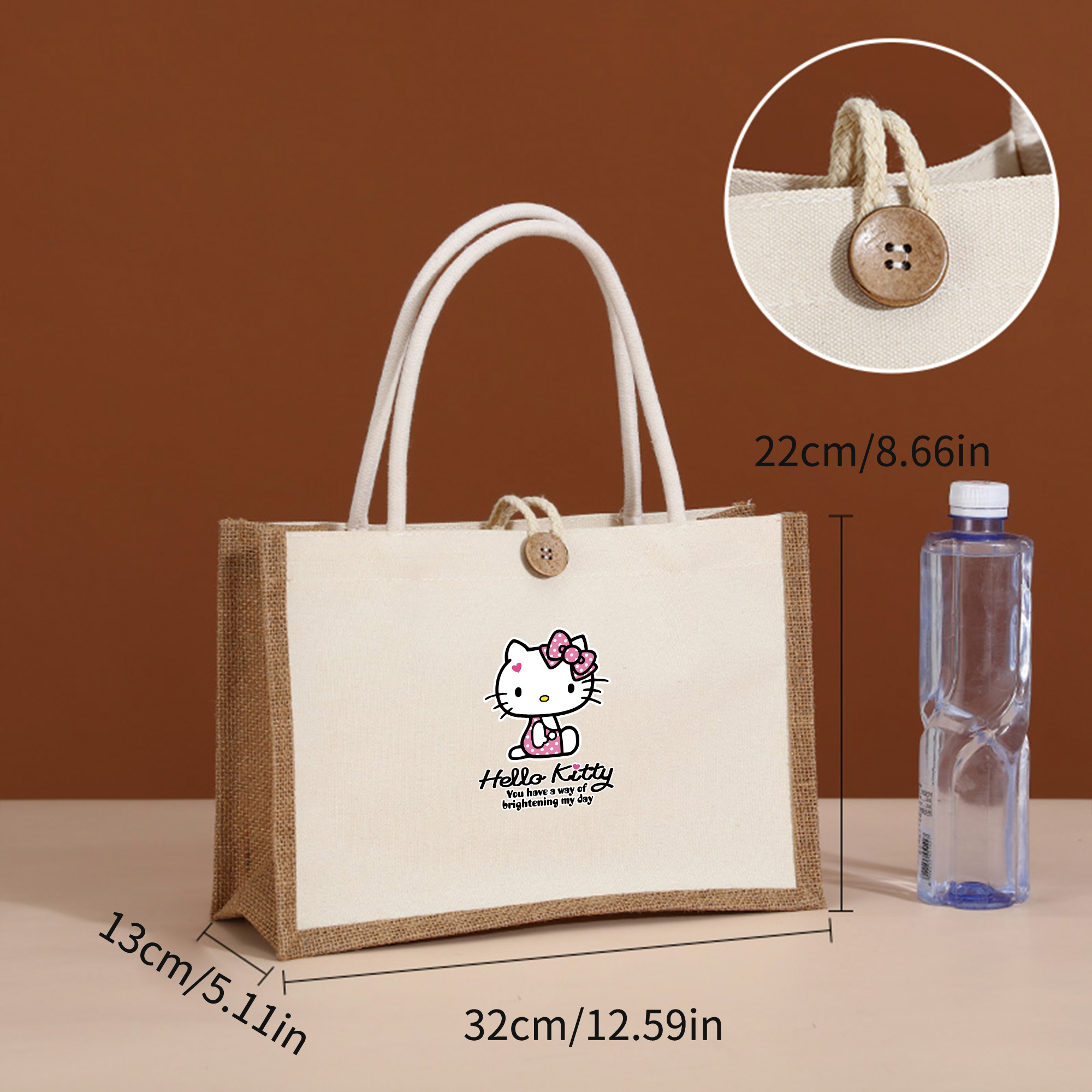 (Brand Authorized)Hello Kitty Linen Tote Bag