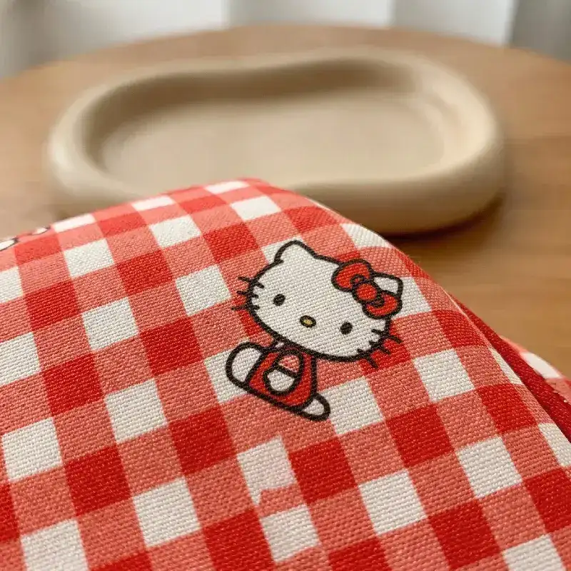 Hello Kitty Plaid Portable Makeup Bag