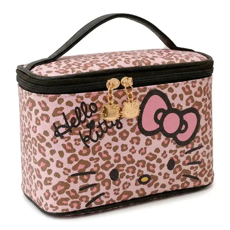 Hello Kitty Pink Leopard Pattern Handheld Makeup Bag (Wild Sweet Girl Series)