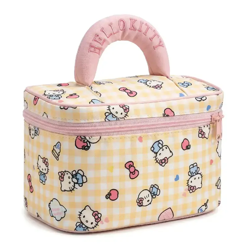 Hello Kitty Checkered Handheld Makeup Bag (Neighbor Sister Series)