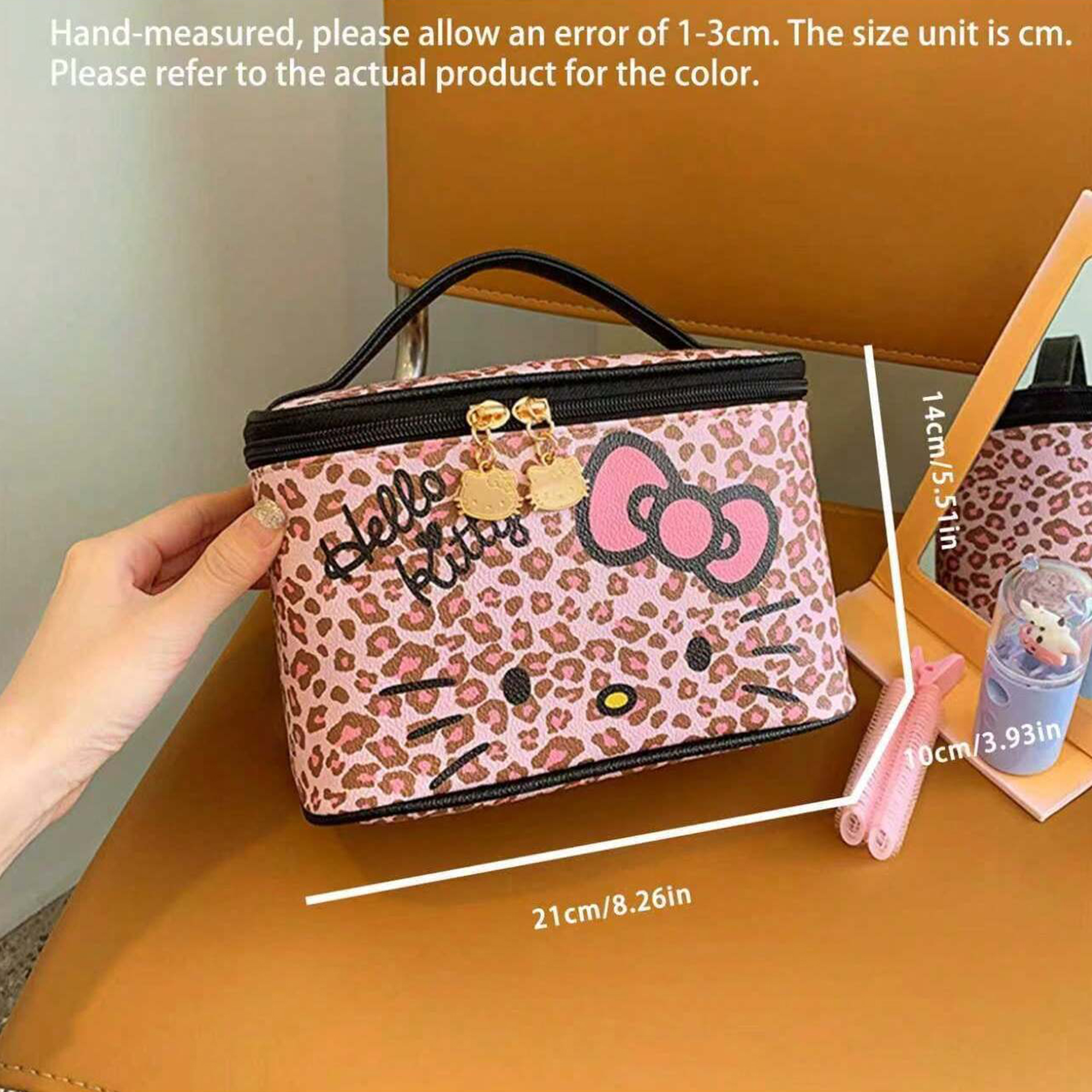 (Brand Authorized)Hello Kitty Leopard Print Makeup Bag Set