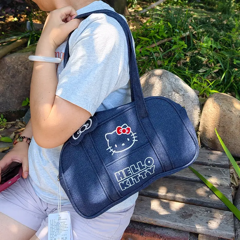 Hello Kitty Denim Shoulder Tote Bag (Nautical Style)