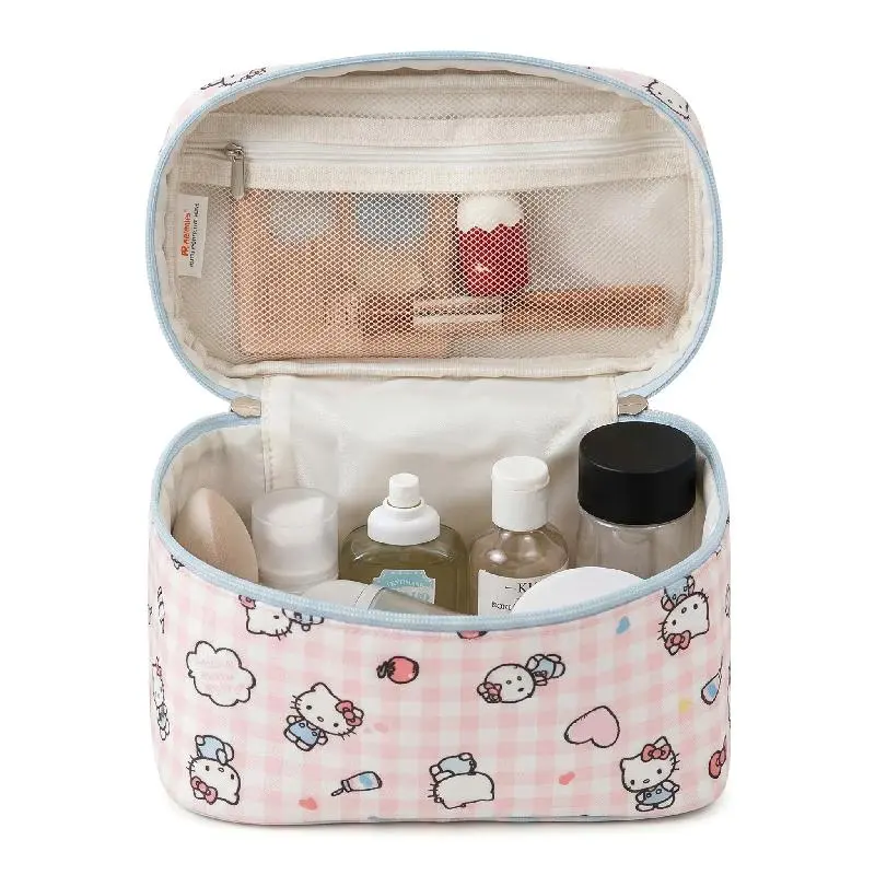 Hello Kitty Checkered Handheld Makeup Bag (Neighbor Sister Series)