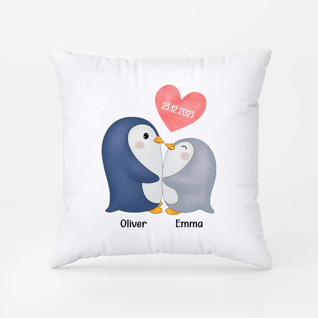 Personalised Penguins Pillow For Couples