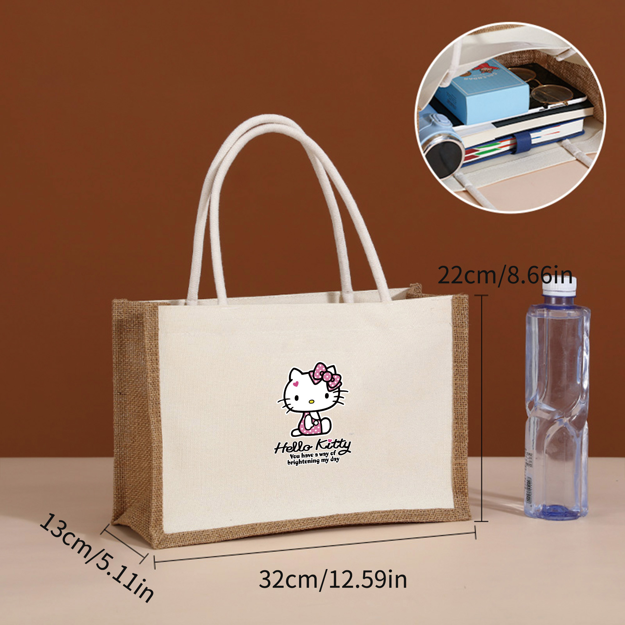 (Brand Authorized)Hello Kitty Linen Tote Bag