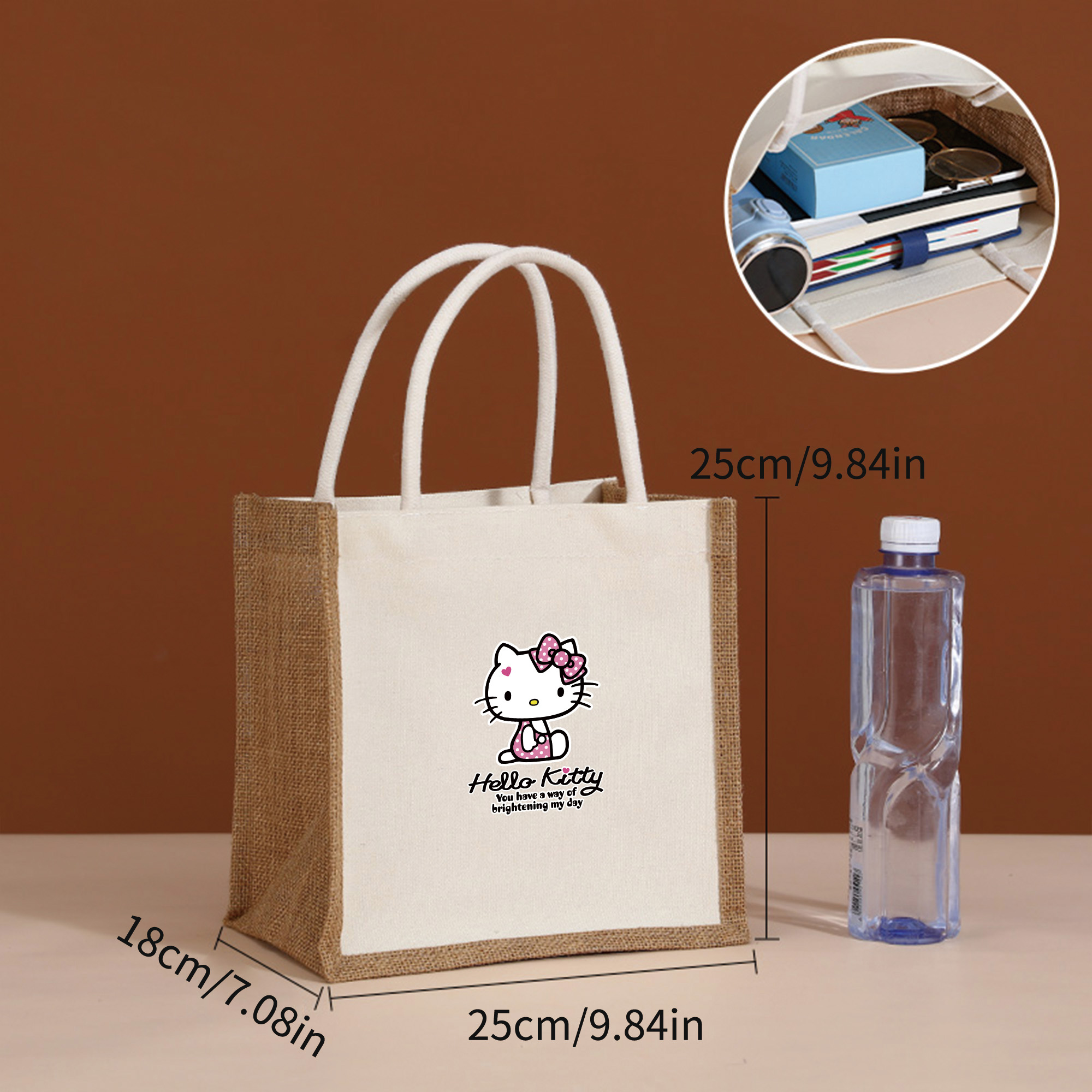 (Brand Authorized)Hello Kitty Linen Tote Bag