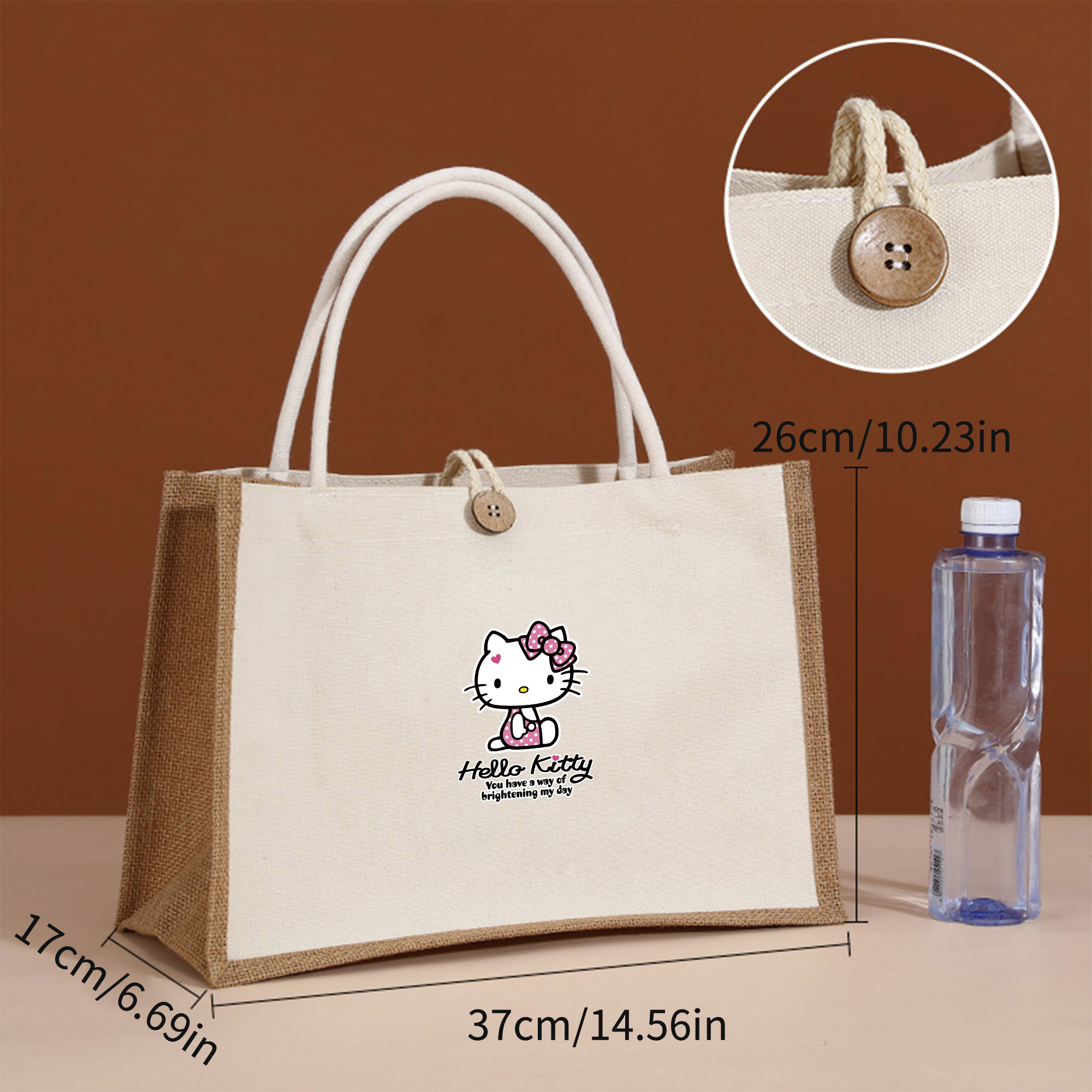 (Brand Authorized)Hello Kitty Linen Tote Bag