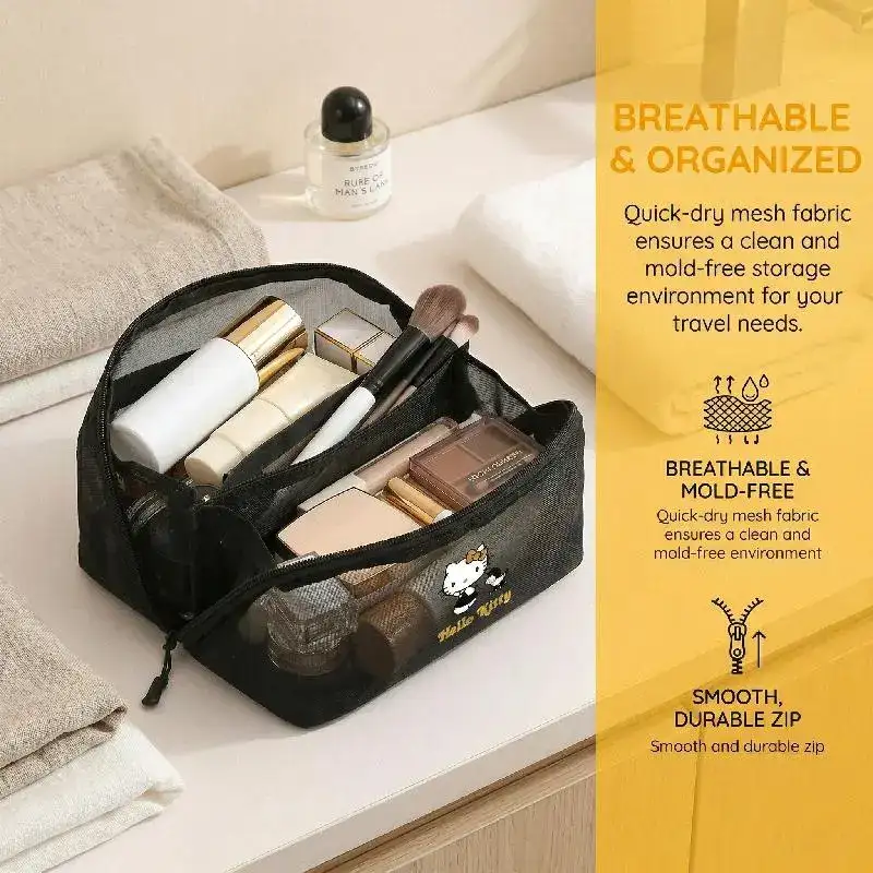 Hello Kitty Portable Mesh Makeup Storage Bag