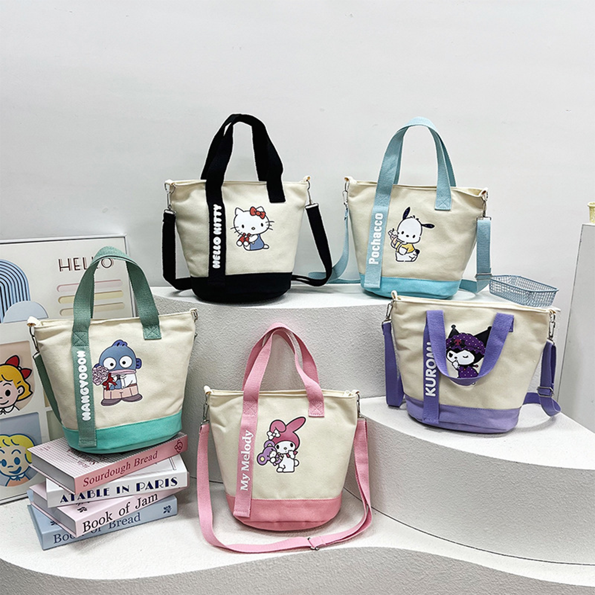 (Brand Authorized)Sanrio Round Canvas Crossbody Bag
