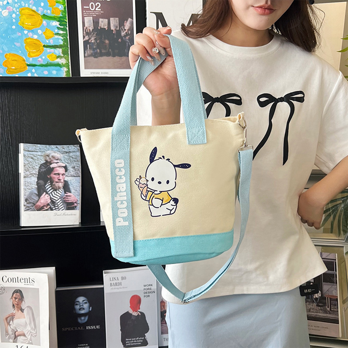 (Brand Authorized)Sanrio Round Canvas Crossbody Bag