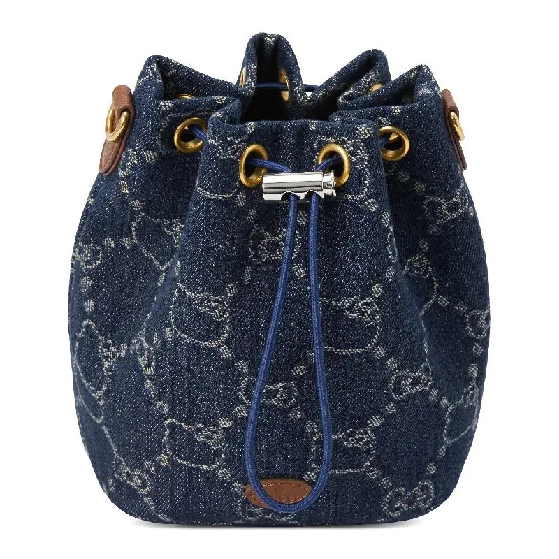 Hello Kitty Denim Drawstring Bucket Bag