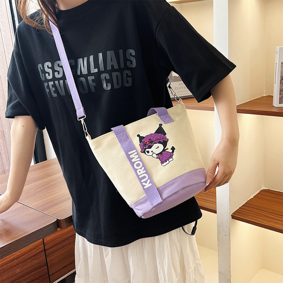 (Brand Authorized)Sanrio Round Canvas Crossbody Bag