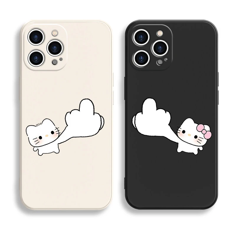 Hello Kitty Heart Couple Silicone Phone Case For iPhone 17 16 15 14 13