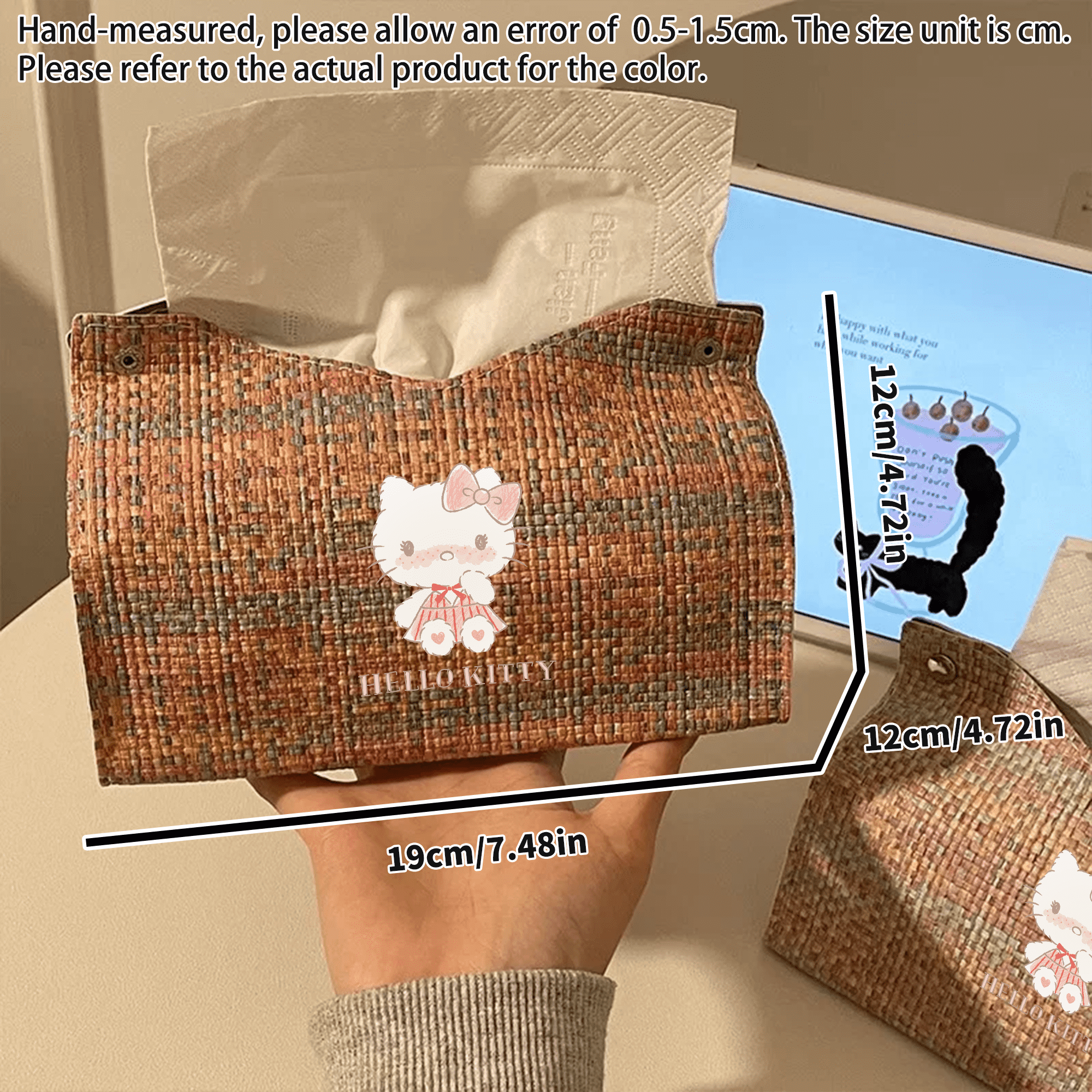 (Brand Authorized)Hello Kitty Woven Textured Tissue Box