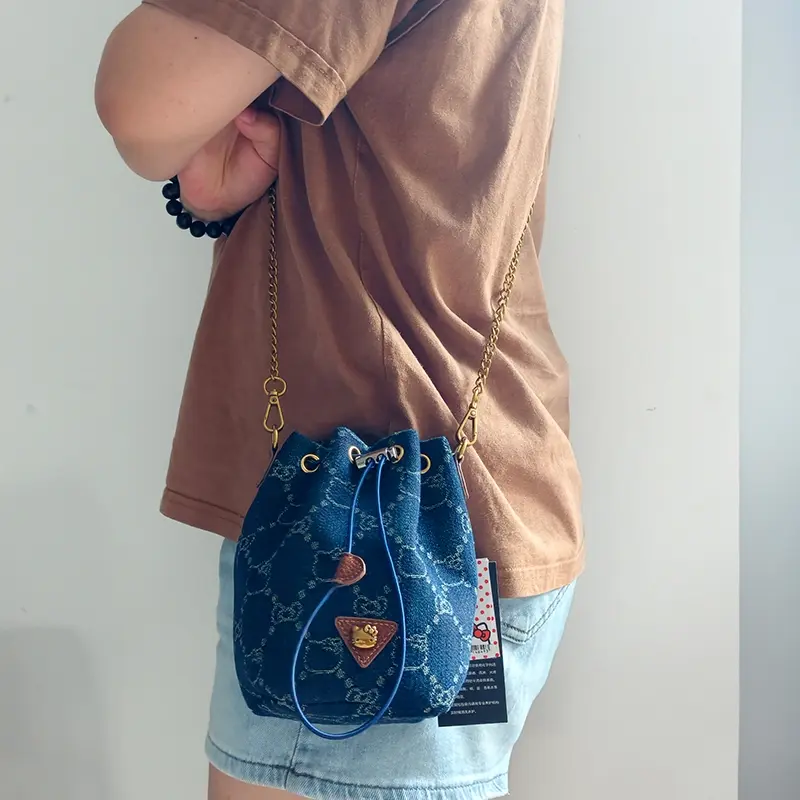 Hello Kitty Denim Drawstring Bucket Bag