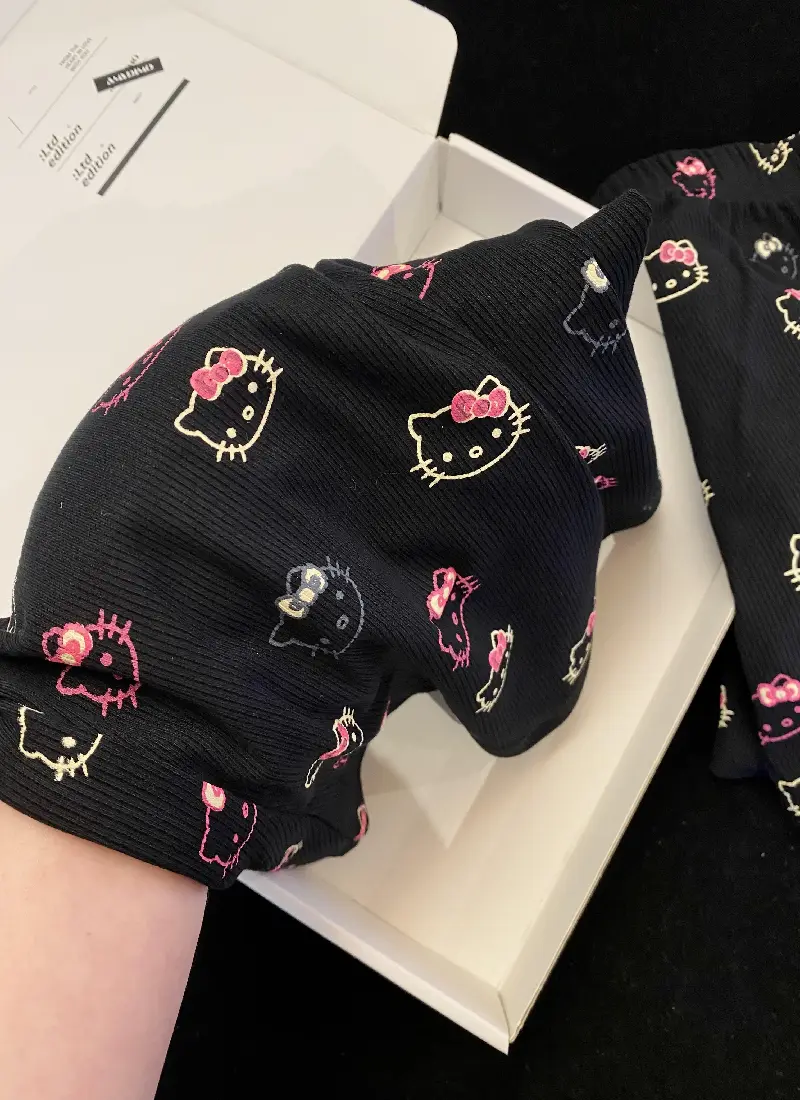 Hellokitty Black Lace Pajama Set 2 Piece