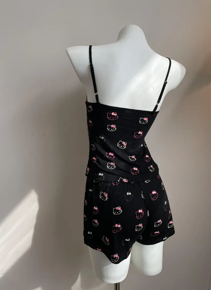 Hellokitty Black Lace Pajama Set 2 Piece