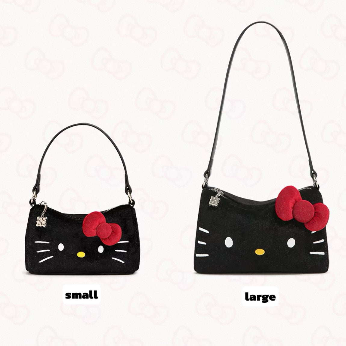 Hellokitty Black Shoulder Bag Cute Hobo Purses Handbags Clutch Underarm Purse
