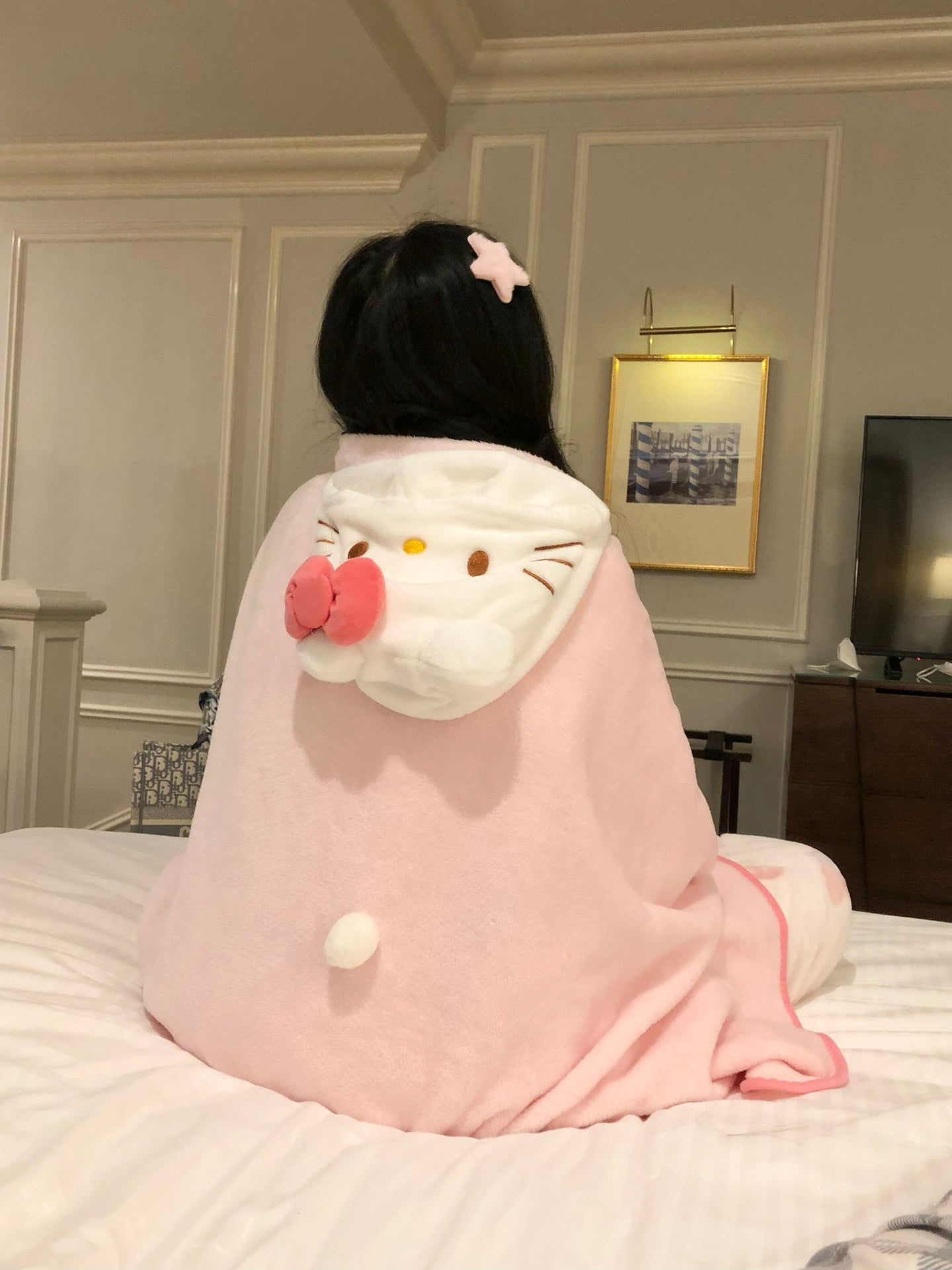 KT Wearable Hooded Blanket for Adults Fuzzy Warm Cozy Plush Furry Hoodie Throw Cloak Wrap -Gifts for Women Adults and Kids