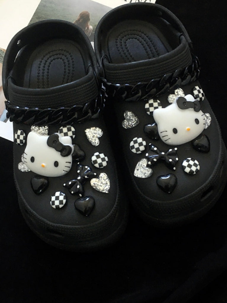 KT Aesthetic Shoe Decoration Charms for Crocs Clog Slides Sandals (26 PCS + 2 Chains)