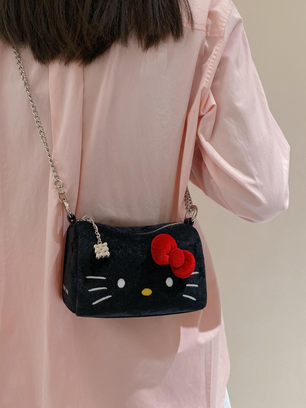 Hellokitty Black Shoulder Bag Cute Hobo Purses Handbags Clutch Underarm Purse