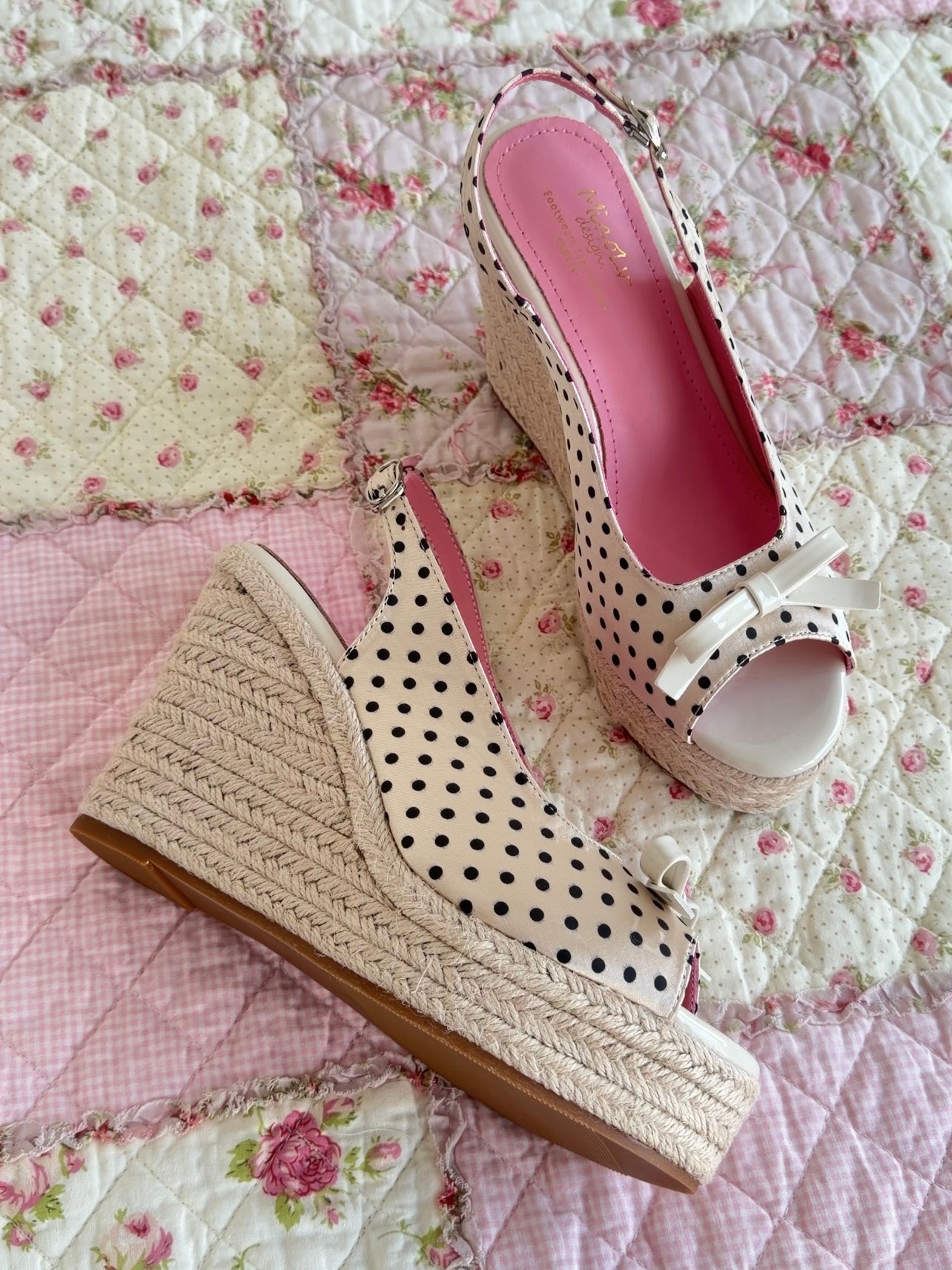 Polka Dot Back Adjustable Strap Straw Woven Classic Wedge Sandals Slingback Platform High Pumps Party Dress Casual Sandals 3 inches