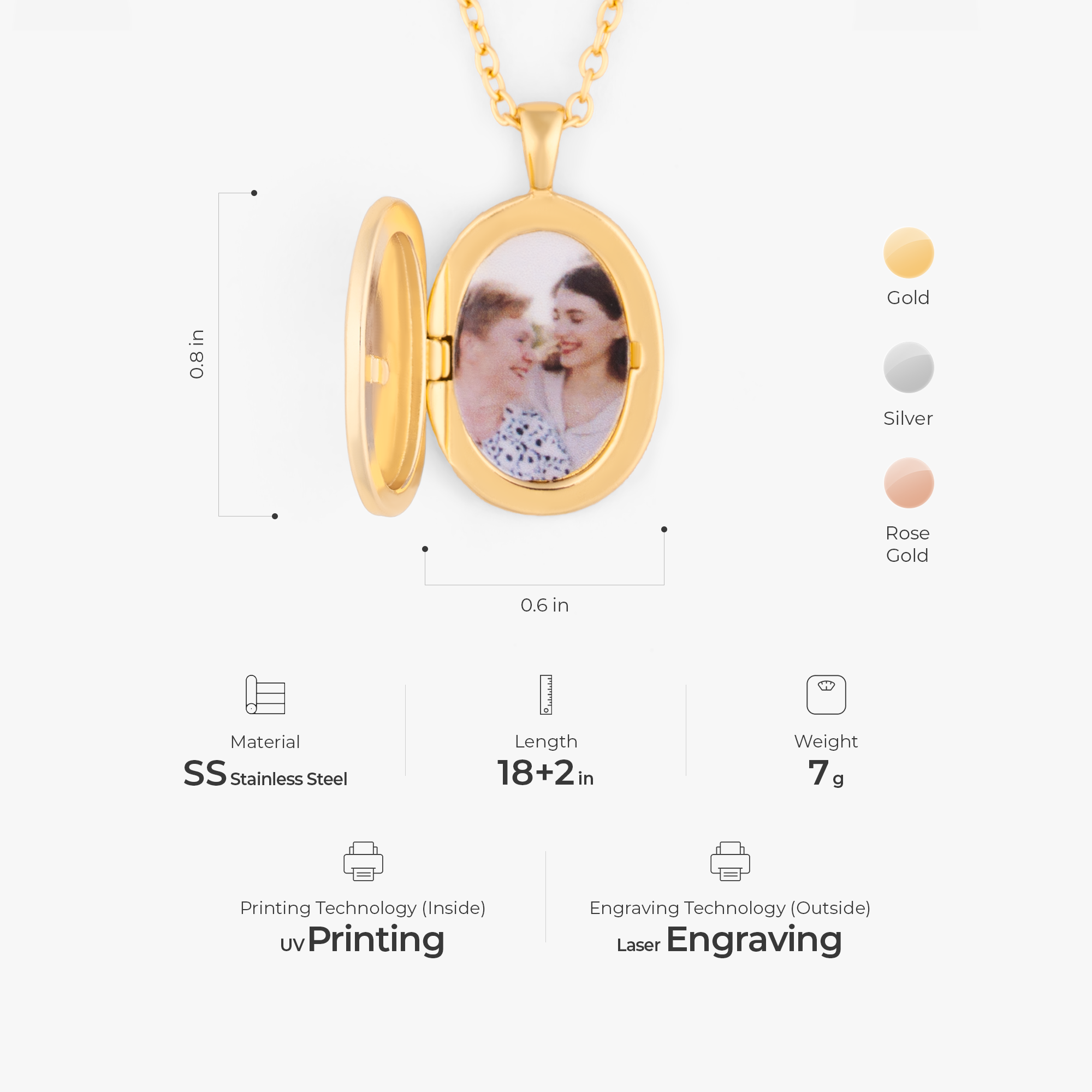 Personalised Birth Flower Photo Locket Necklace for Him/Her