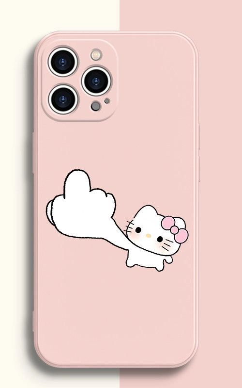 Hello Kitty Heart Couple Silicone Phone Case For iPhone 17 16 15 14 13