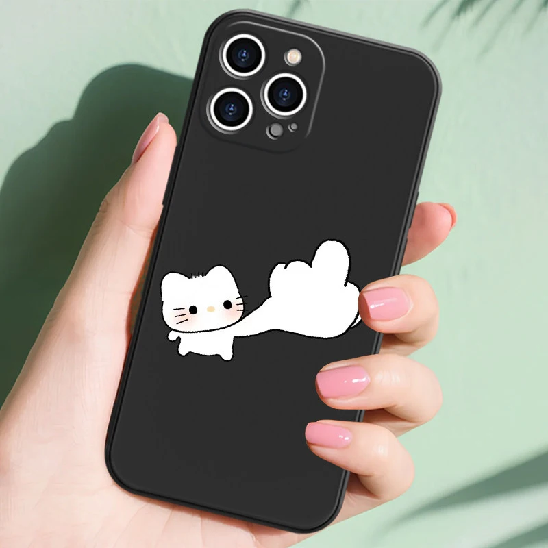 Hello Kitty Heart Couple Silicone Phone Case For iPhone 17 16 15 14 13