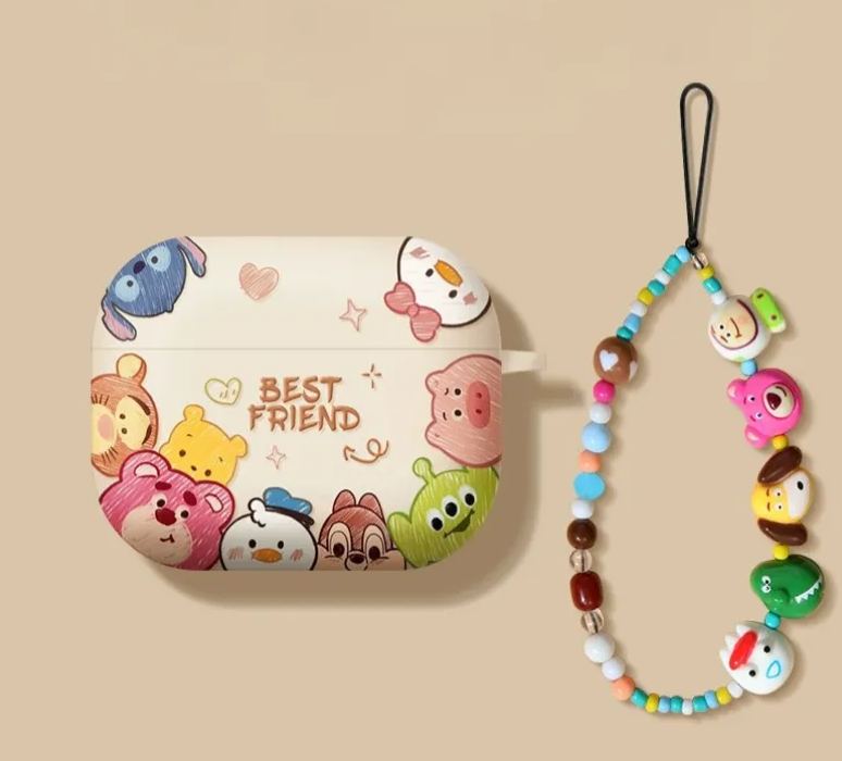 Silicone AirPods protective cases printed with cartoon images of friends