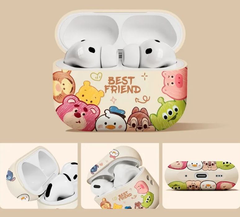 Silicone AirPods protective cases printed with cartoon images of friends