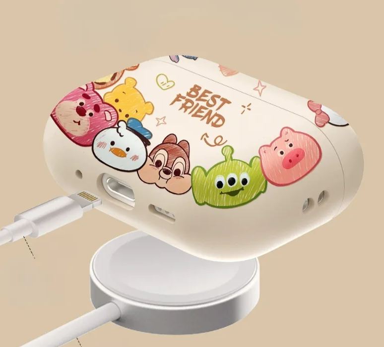 Silicone AirPods protective cases printed with cartoon images of friends
