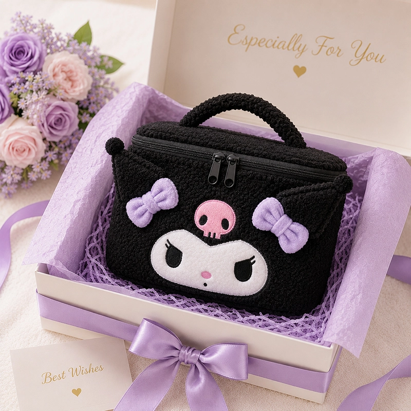 Kuromi Plush Cosmetic Bag Cute Makeup Organizer Travel Toiletry Bag