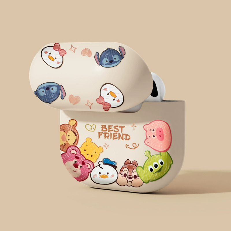 Silicone AirPods protective cases printed with cartoon images of friends