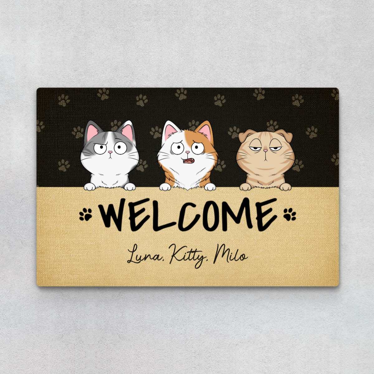 Personalised Welcome With Cute Cat Doormat