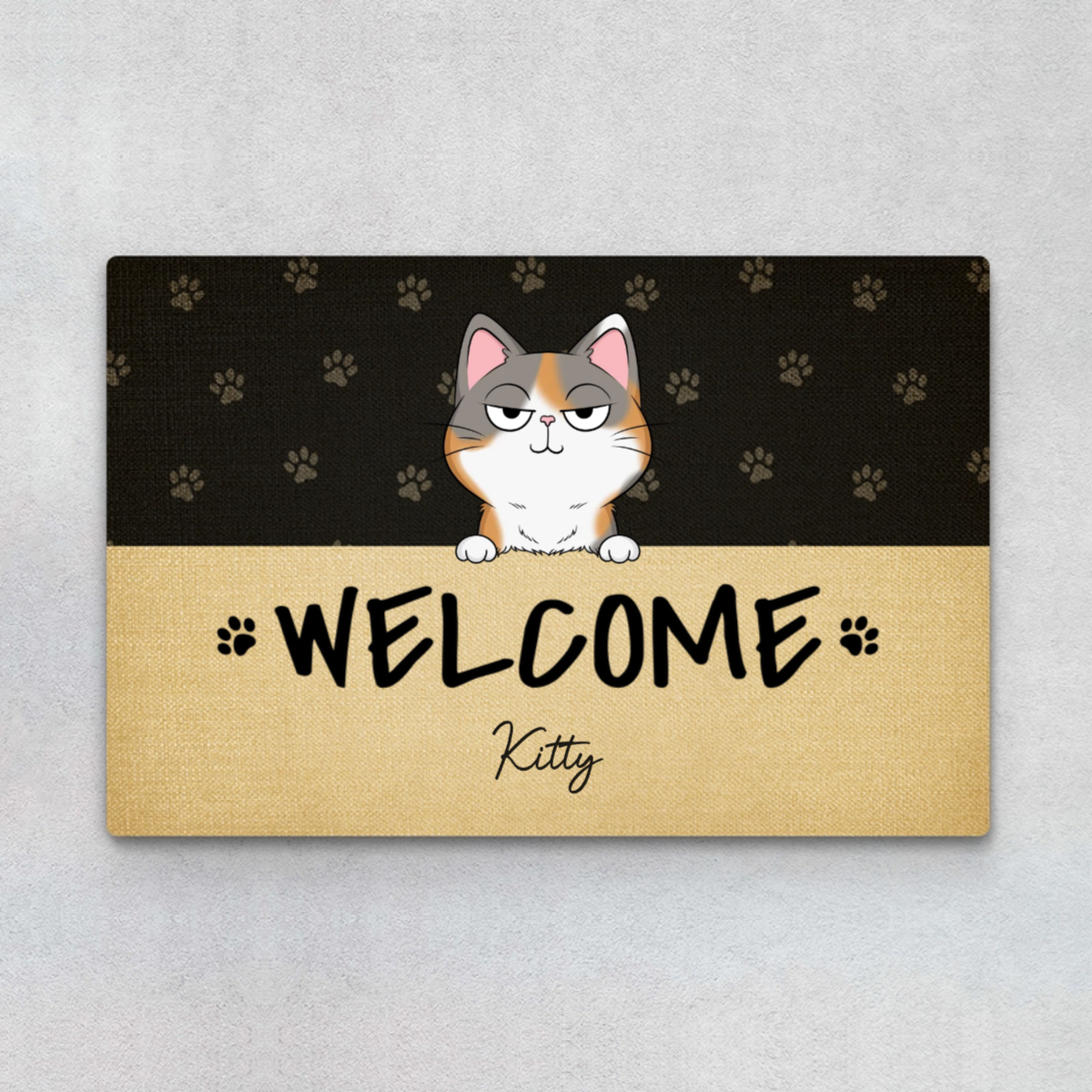Personalised Welcome With Cute Cat Doormat