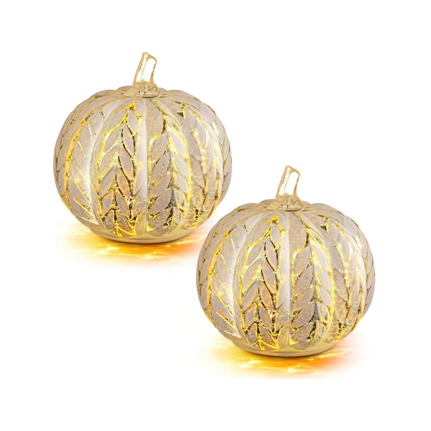 Mercury Glass Light up Pumpkin Decor with Timer
