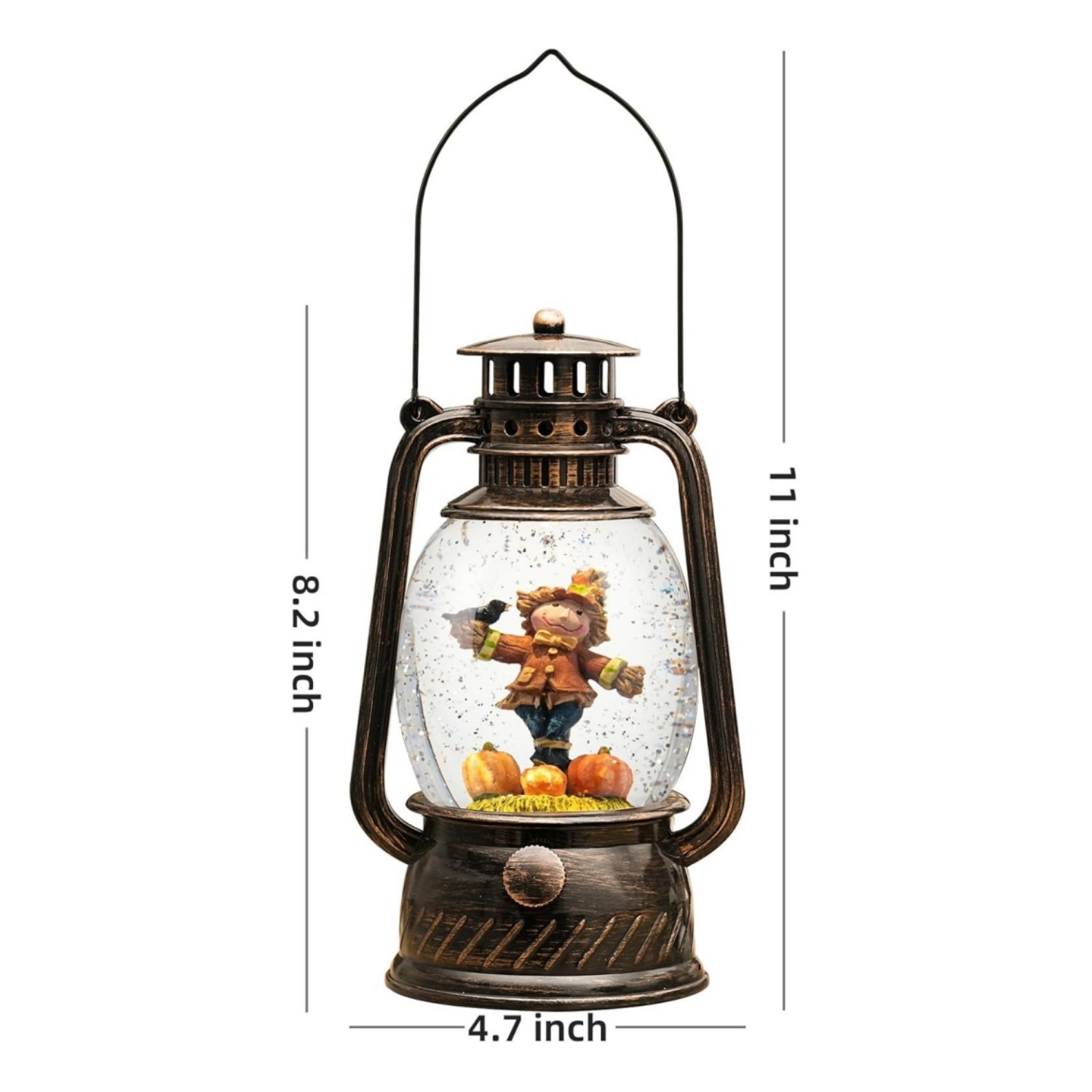 Light Up Scarecrow Snow Globe Lantern