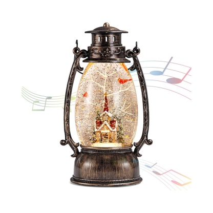 Christmas Village Church Scene Lighted Snow Globes Musical