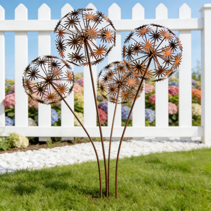 Vintage Iron Sphere Dandelion Garden Sculptures