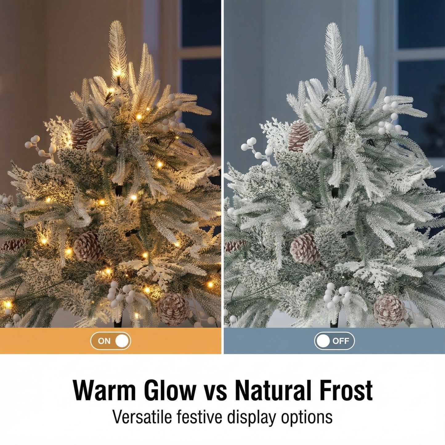 Pre-Lit Christmas Mixed Artificial Flocked Greenery with Ground Stake