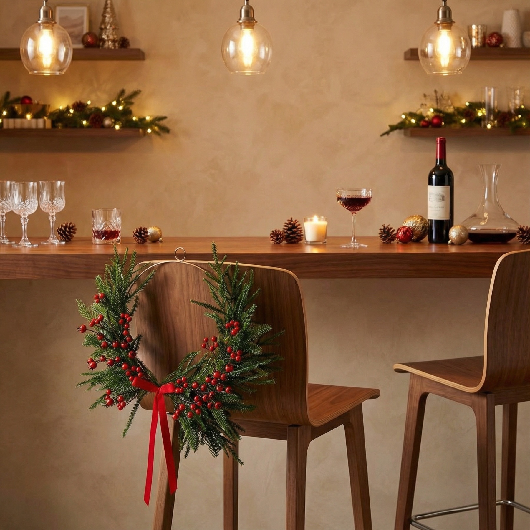 12in Asymmetrical Mixed Christmas Wreath