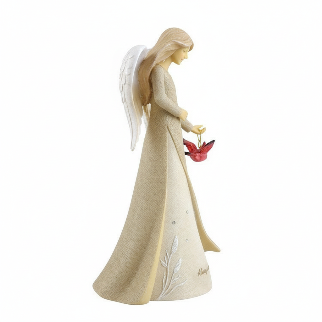 Always Near Guardian Angel with Cardinal Figurine