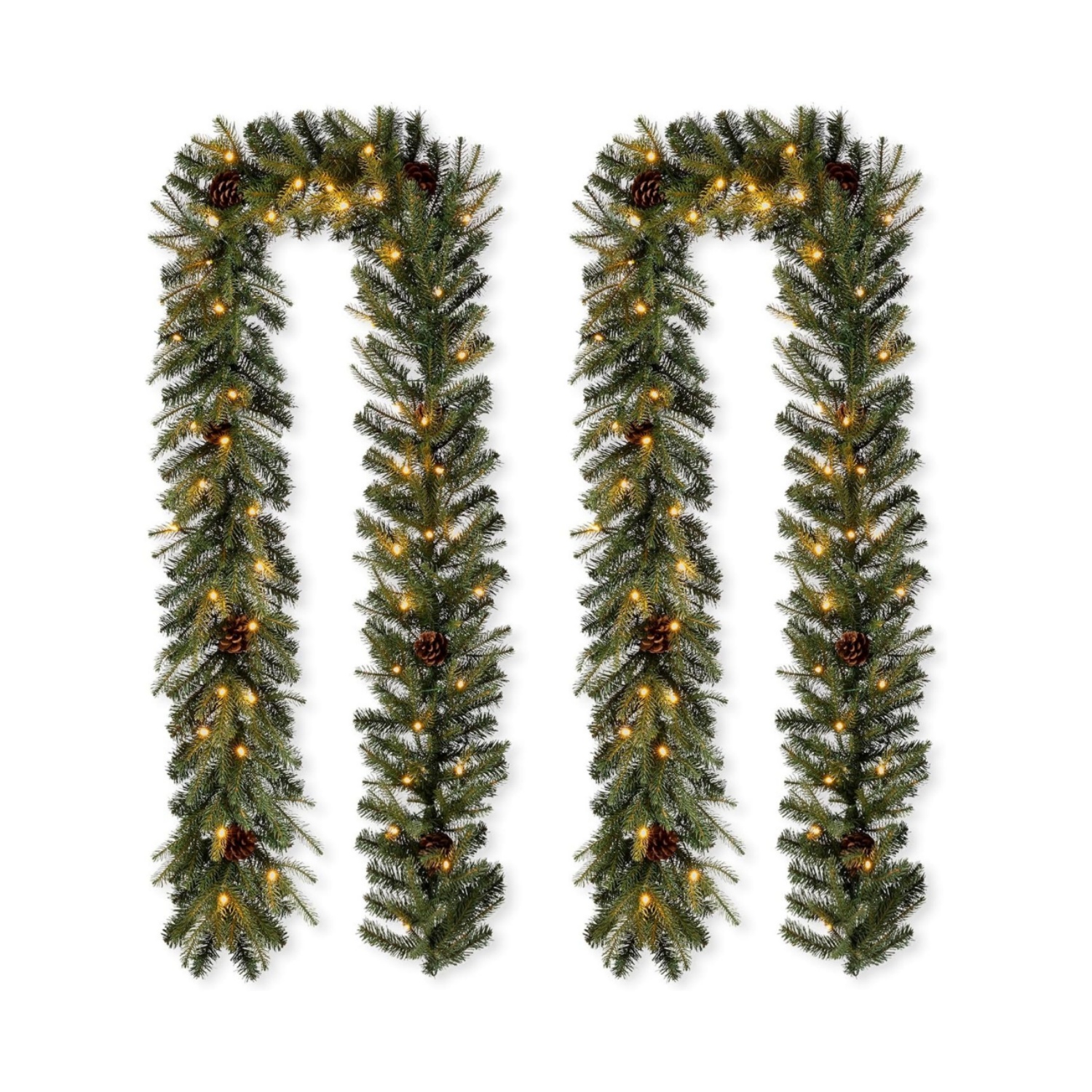 Real Touch Pre-Lit Greenery Pine Cone Christmas Garland
