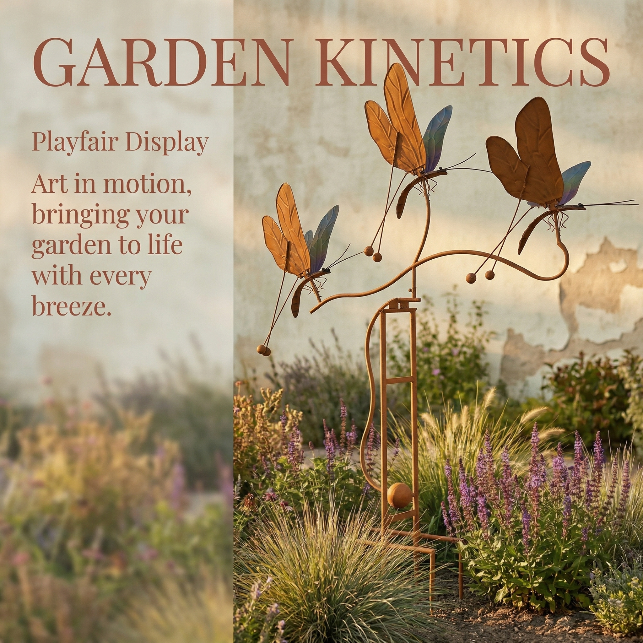 Rustic Dragonfly Kinetic Garden Stake